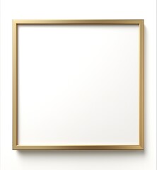 Elegant square golden frame on white background. Ratio 1x1