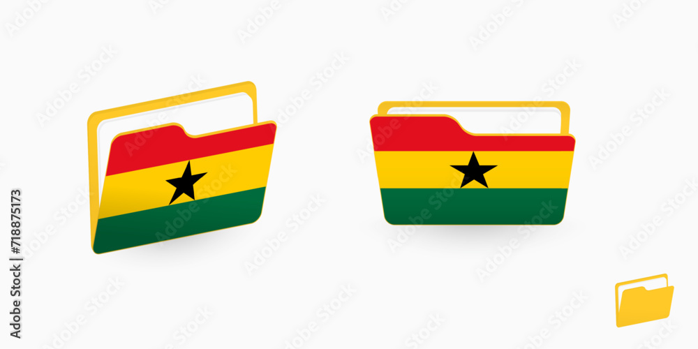 Sticker ghana flag on two type of folder icon.