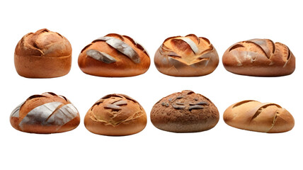 Bakery products on a transparent background.