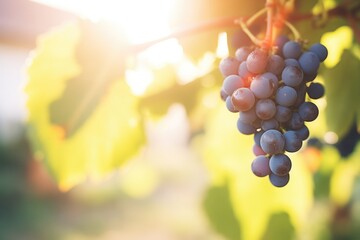 organic sangiovese grapes with a sun flare