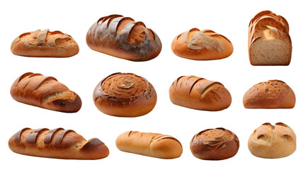 Bakery products on a transparent background.