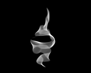 Abstract white smoke on black background.