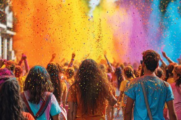 Fototapeta na wymiar Colorful Celebration: A Rainbow of Fun at the Pride Parade Generative AI