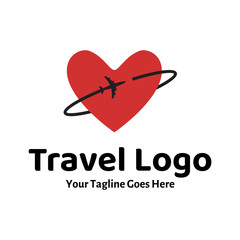 Travel Love Logo, Editable Vector Logo Template Vector. Love Trip Travel Logo Design Template