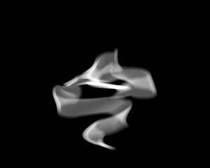 Abstract white smoke on black background.