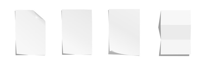 Set of A4 sized sheets of paper. Vector illustration.