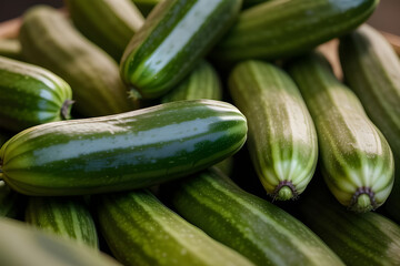 A bunch of fresh, green zucchinis