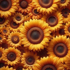 Sunny Blooms: Texture of Many Yellow Sunflowers
