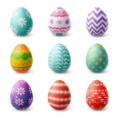 Set of Easter Eggs, white background, isolated