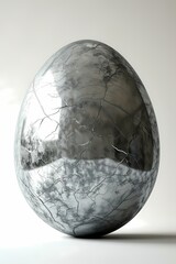 Metallic silver Easter egg  element on white background for Easter festival