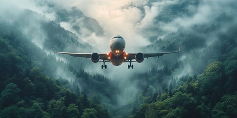 Fototapeta premium A commercial aircraft flying through the sky during a spectacular sunset, embodying the essence of travel and exploration.