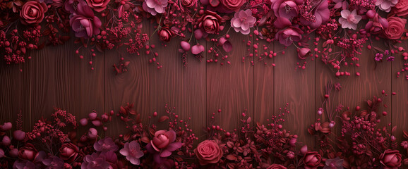 Vibrant floral burgundy wallpaper, perfect for creative projects, website backgrounds, and editorial layouts.