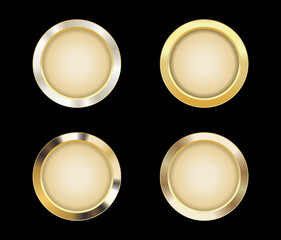 Golden badges isolated on black background vector illustration