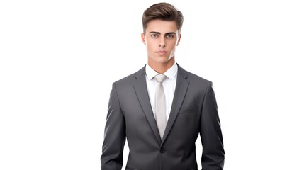 Stylish young man in a suit and tie, isolated on a white background , Stylish young man, suit and tie, isolated