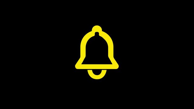 Notification bell icon animation. Alarm symbol, service bell, handbell sign, notification symbol. 4K Video motion graphic animation.