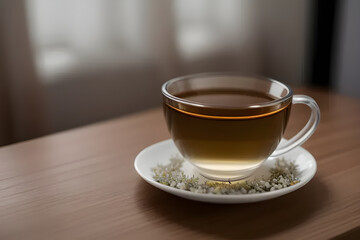 A cup of aromatic jasmine tea with a floral aroma - obrazy, fototapety, plakaty