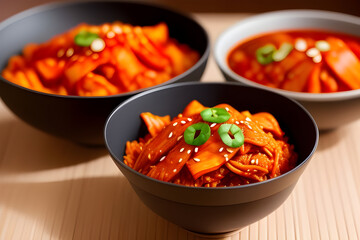 A bowl of spicy kimchi