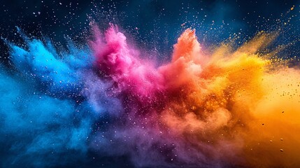 Colorful Explosion of Paint Powder: A Spectacular Splash for the Month of April Generative AI - obrazy, fototapety, plakaty