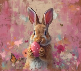 Rabbit for Easter illustrations background and wallpaper