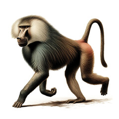 Fototapeta premium Baboon (Papio) biological illustration lithography