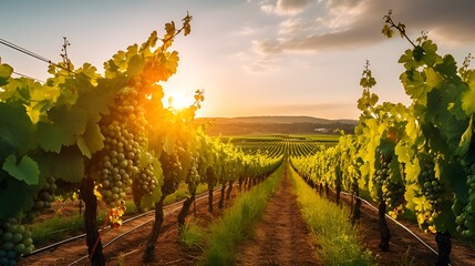 Fototapeta premium Picturesque countryside farm with rolling hills in summer , Picturesque countryside farm, rolling hills, summer