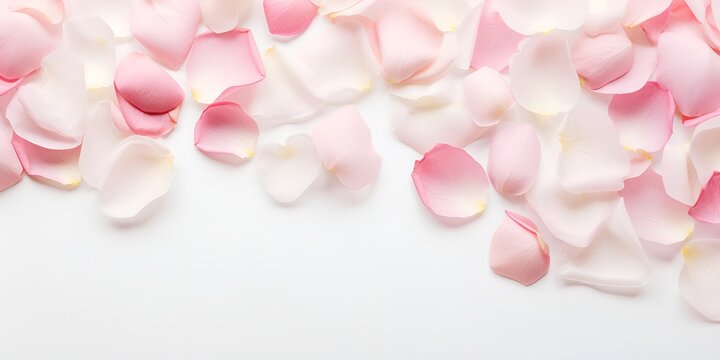Soft,focus rose petals scattered on a white surface , Soft,focus rose petals, scattered, white surface