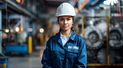 Confident Female Engineer in Industrial Setting