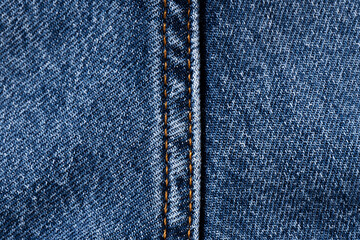 Texture of denim, cotton. Blue textile background.