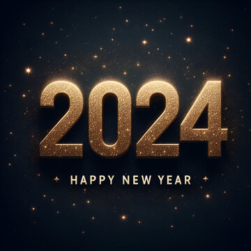 a digital graphic celebrating the new year 2024. this image is all about festivity and celebration.