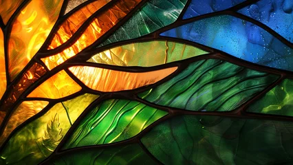 Papier Peint photo Lavable Coloré Shane’s Sanctuary: A Stained Glass Nature Close-Up