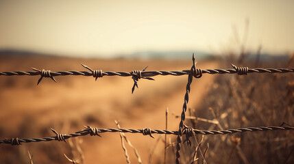 Barbed wire fence