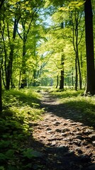 Fototapeta na wymiar Peaceful forest path in autumn with golden leaves , Peaceful forest path, autumn, golden leaves