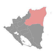 North Caribbean Coast autonomous region map, administrative division of Nicaragua. Vector illustration.