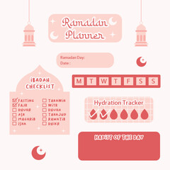 collection of Ramadan planner vector illustrations