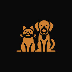 dog and cat flat logo vector template