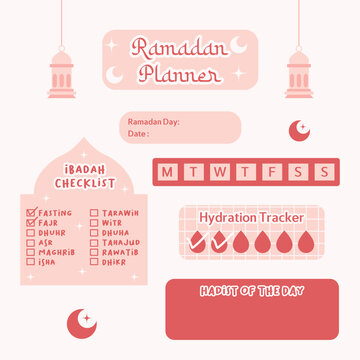 collection of Ramadan planner vector illustrations