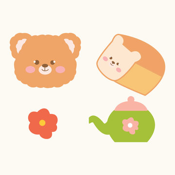cute Korean bear sticker set