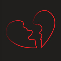 broken heart line art. broken heart or divorce flat vector icon for apps and websites