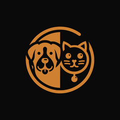 dog and cat flat logo vector template