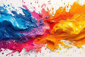 Colorful Chaos: A Paint-Splattered Wall Art Generative AI - obrazy, fototapety, plakaty