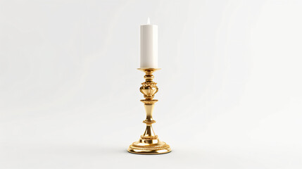 3d render golden vintage candlestick on white background