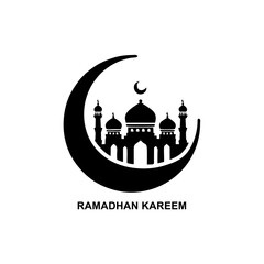 Ramadan logo black and white background