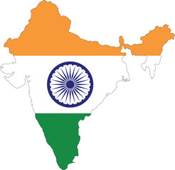 India map with flag isolated on white background