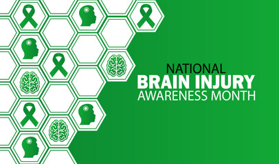 National Brain Injury Awareness Month. Holiday concept. Template for background, banner, card, poster with text inscription. Vector illustration - obrazy, fototapety, plakaty