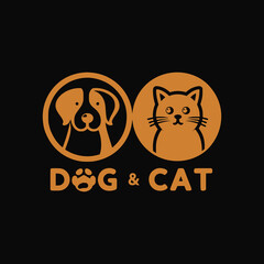 dog and cat flat logo vector template