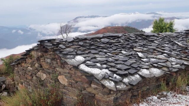 Channi: Traditional stone hut, a roof beneath the stars in Uttarakhand's Garhwal Himalayan region, India
