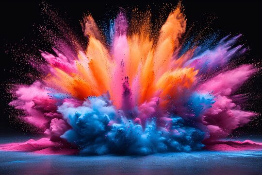 Colorful Explosion of Paint Powder: A Neon-Inspired Blast for the Month of April Generative AI