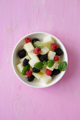 summer fruits salad with berries - 718894729