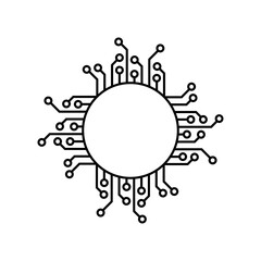 Circuit icon vector illustration logo template. Processor line logo icon. Processor circuit vector