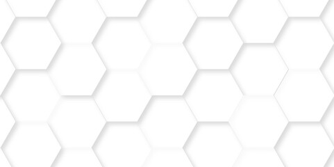 Abstract background with hexagons. Geometric hexagon polygonal pattern background vector. seamless bright white abstract honeycomb grid 3d cell tile technology texture  backdrop concept.